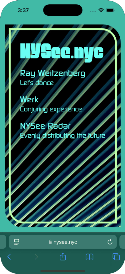 NYSee Mobile Screenshot. Homepage.