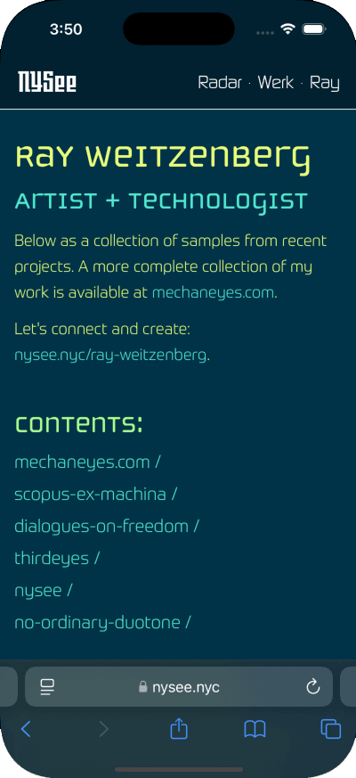 NYSee Mobile Screenshot. Homepage.