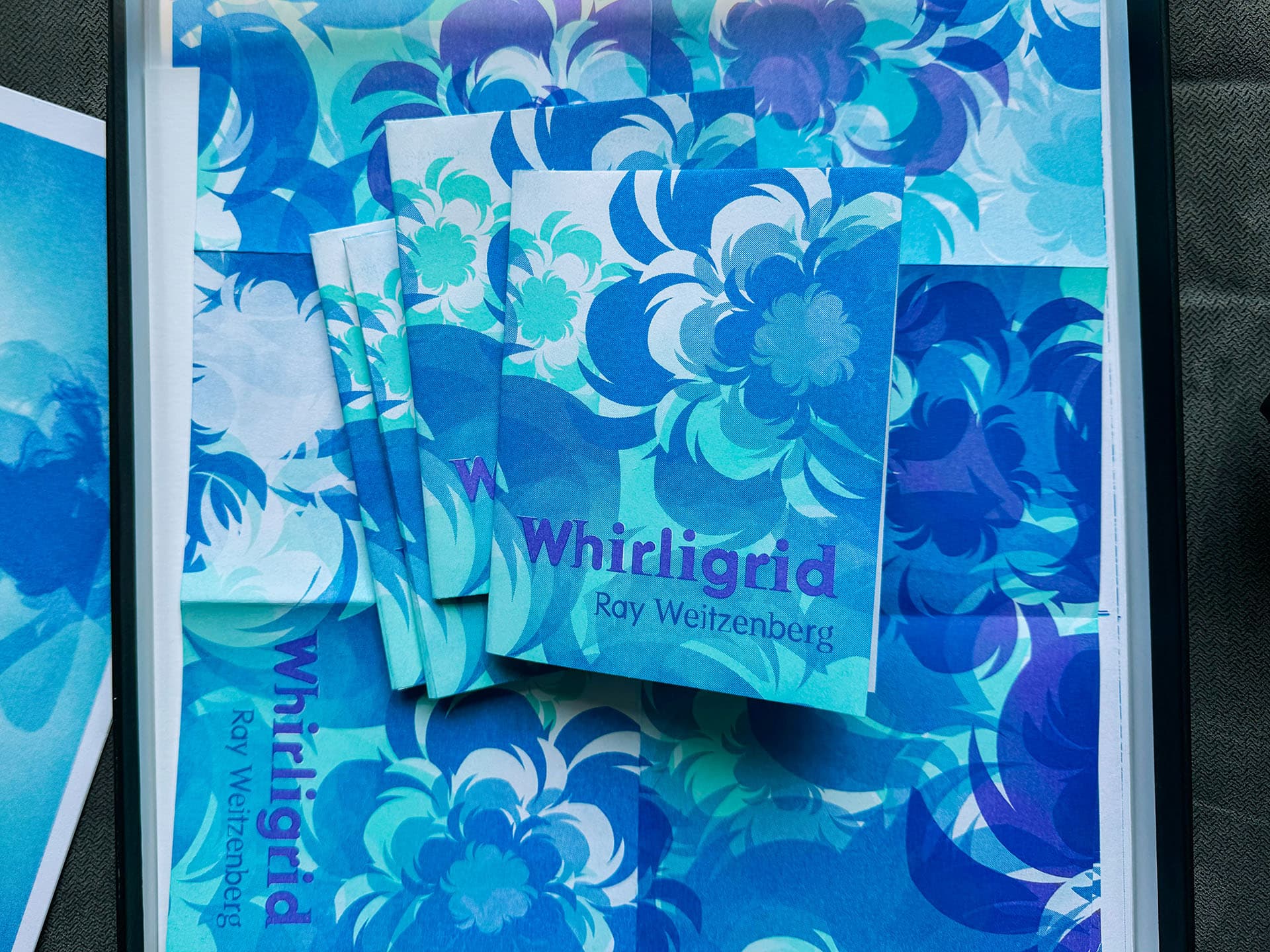 Whirligig zine printed, including a few zines cut and folded