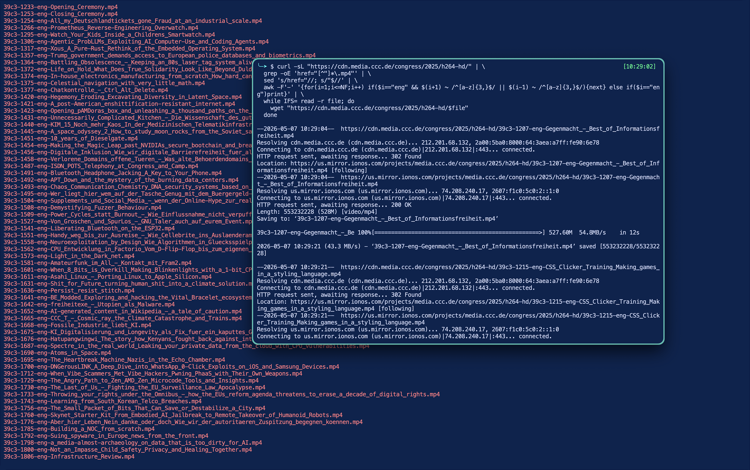 Cover Image for media.ccc.de shell one-liner
